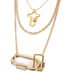 Fashion Golden Cross Link Buckle Alloy Geometric Pendant Multi-layer Necklace