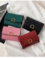 Fashion Red Embossed Stone Pattern Lock Solid Color Wallet