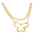 Fashion Golden Leaf Chain Butterfly Link Clasp Alloy Multilayer Necklace