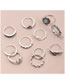 Fashion Silver Resin Butterfly Leaf Alloy Ring Set