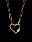 Fashion Golden-40cm Copper Inlaid Zircon Heart Lock Pendant Thick Chain Necklace