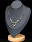 Fashion Golden-60cm Copper Inlaid Zircon Heart Lock Pendant Thick Chain Necklace