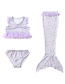 Fashion Purple Mesh Stitching Childrens Mermaid Split Swimsuit Suit