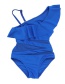 Fashion Blue Childrens One-piece Lace Rotator Sleeve Swimsuit