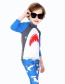 Fashion Great Mouth Shark Split Childrens Long-sleeved Shark Shorts And Hooded Swimsuit