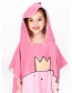 Fashion Pink Unicorn Microfiber Cartoon Print Childrens Hooded Bath Towel