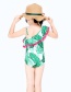 Fashion Green Shoulder Childrens Green Slanted Ball Ball Fringed Banana Leaf One-piece Swimsuit