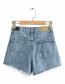 Fashion Gray High-waisted Frayed Denim Shorts
