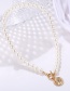 Fashion Golden Pearl Round Embossed Portrait Alloy Necklace