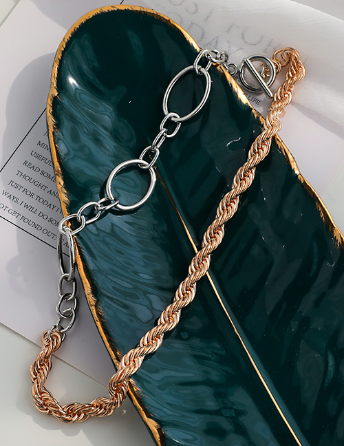 Fashion Golden Alloy Stitching Chain Necklace