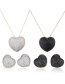 Fashion Gilded White Copper Inlaid Zircon Heart Pendant Necklace Earrings