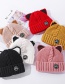 Fashion White Plush Padded Patch Letter Knitted Cat Ear Woolen Hat