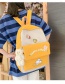 Fashion Yellow Send Bear Pendant Contrasting Letters Rabbit Print Backpack