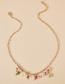 Fashion Gold Color Alloy Rice Bead Flower Drop Necklace