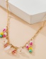 Fashion Gold Color Alloy Rice Bead Flower Drop Necklace