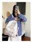 Fashion Pink Embroidered Crown Gradient Laser Bow Backpack