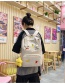 Fashion Beige White Star Pendant Embroidered Fruit Nylon Backpack