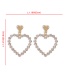 Fashion Gold Color Alloy Diamond Heart Earrings