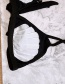 Fashion Black Seashell Stitching Triangle Split Swimsuit