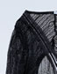 Fashion Black V-neck Mesh Long Sleeve Bodysuit