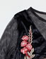 Fashion Black Mesh Embroidered Flowers Long-sleeved Top