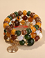 Fashion Color Mixing Alloy Tree Of Life Pendant Crystal Beaded Multilayer Bracelet