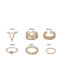 Fashion Gold Color Color Diamond-encrusted Star Chain Alloy Hollow Ring Set