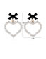 Fashion Black Bow Love Pearl Stud Earrings