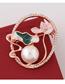 Fashion Rose Gold Color Diamond-studded Lotus Oil Dripping Alloy Hollow Brooch