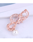 Fashion Rose Gold Color Diamond-studded Butterfly Combined With Gold Hollow Pearl Brooch