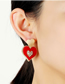 Fashion Red Peach Heart Diamond Drop Oil Alloy Stud Earrings