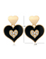 Fashion Black Peach Heart Diamond Drop Oil Alloy Stud Earrings