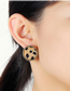 Fashion Brown Square Leopard Pattern Alloy Earrings