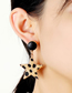 Fashion Khaki Five-pointed Star Leopard Pattern Alloy Earrings