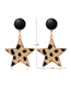Fashion Khaki Five-pointed Star Leopard Pattern Alloy Earrings