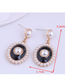 Fashion Black Oval Pearl Drop Oil Alloy Earrings