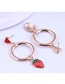 Fashion Red Strawberry Oil Drop Round Alloy Earrings