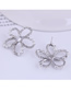 Fashion Silver Diamond And Pearl Flower Hollow Alloy Stud Earrings