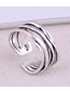 Fashion Silver Multi-layer Cross Cut Open Ring