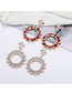 Fashion Color Mixing Pearl And Diamond Round Alloy Hollow Stud Earrings