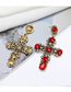 Fashion Red Cross Inlaid Gemstone Alloy Earrings