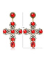 Fashion Champagne Cross Inlaid Gemstone Alloy Earrings
