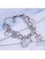 Fashion Silver Chain Teddy Bear Hollow Stainless Steel Double Bracelet