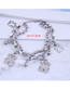 Fashion Silver Chain Teddy Bear Hollow Stainless Steel Double Bracelet