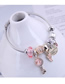 Fashion Pink Diamond Key Lock-shaped Oil Drip Alloy Bracelet