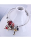 Fashion Red Bear Disc Key Diamond Pearl Bracelet