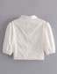 Fashion White Cut Out Puff Sleeve Lapel Short Shirt