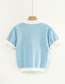 Fashion Purple Mink Color Block Short-sleeved Knitted Top