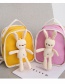 Fashion Pink Rabbit Doll Stitching Canvas Childrens Backpack