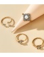 Fashion Gold Color Alloy Geometric Rectangle Diamond Open Ring Set
